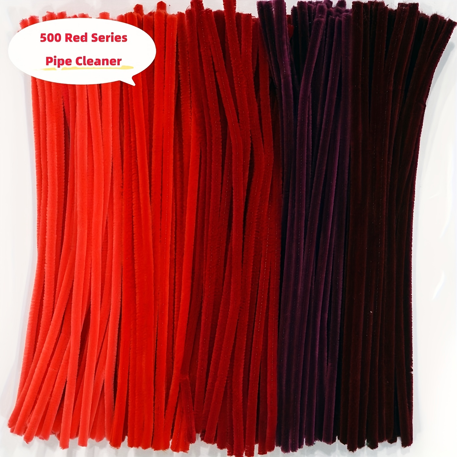 

500pcs Red Pipe Cleaning Rods, 12 Inches, Diy Art And Craft Supplies, Suitable For And Party Decorations, Fabric Materials