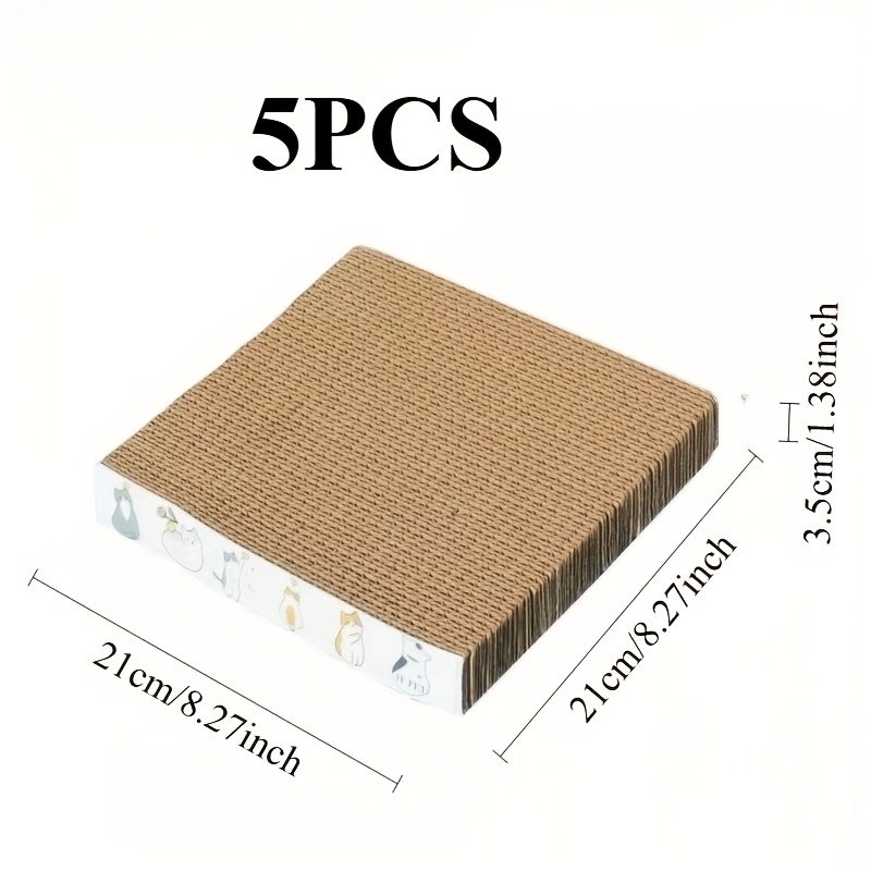 TEMU 5pcs Cat Scratchers Straight Board Wear-resistant And Non-falling, Corrugated Cardboard Cat Scratching Pad Leisure Bed-durable, Cute Animal