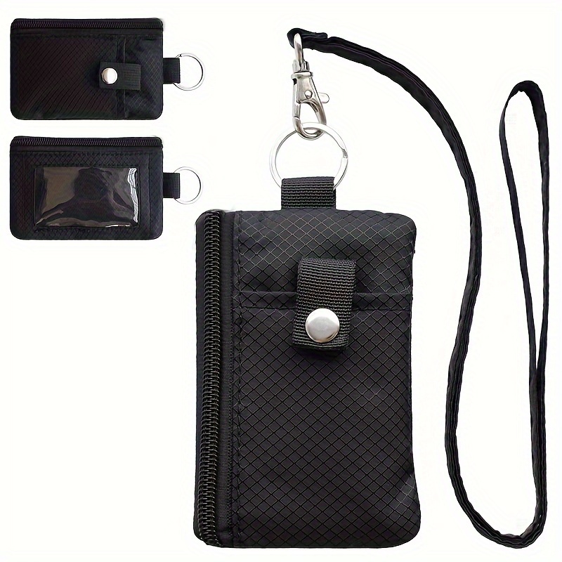 Image of Rfid Blocking Small Wallet With Id Window Case Wallet With Lanyard Keychain For Cards Cash Travel Women Men