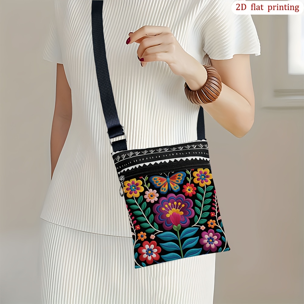 TEMU 1pc [ 2d Flat Printing] A Boat Crossbody Bag Daily Use, Mixed Colors Durable Fabric Small Shoulder Bag Gift For Small Business Presents Suitable