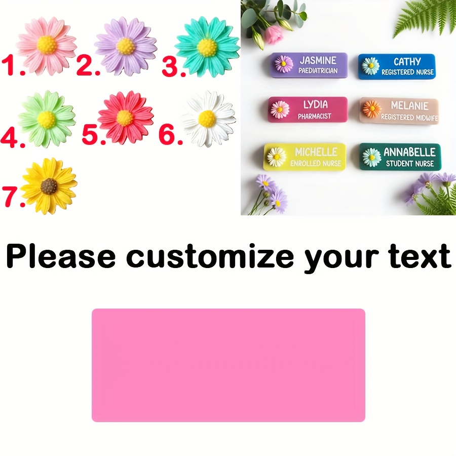TEMU Personalised Name Badges Acrylic Daisy | Custom Work Badges | Nurse Badges | Occupation Name Tags | Teachers Badges | Fun Name Badges Cute