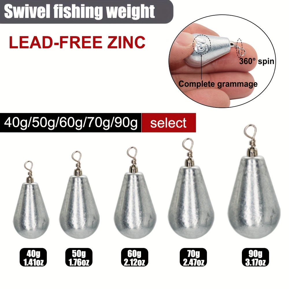 

4/10pcs Durable Drop-shaped Swivel Sinker, Lead Free Zinc Weight For Rock Fishing, Sea Fishing, Boat Fishing, Bottom Fishing, Essential Outdoor Fishing Accessories