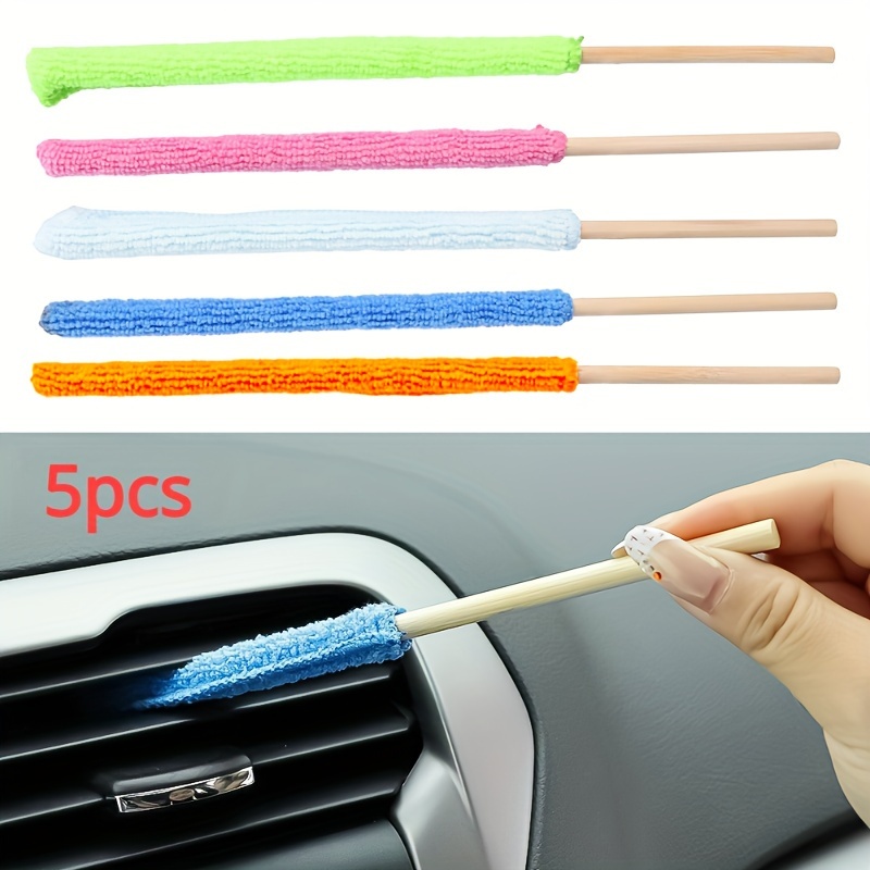 

Microfiber Car Detail Cleaning Brush Long Handle Air Conditioner Blind Narrow Dust Collector Stick Auto Wash Cloth Brushes Tool