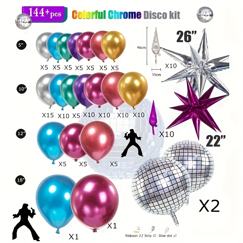 Balloon Garland Arch Kit Disco Party Decorations Metallic - Temu