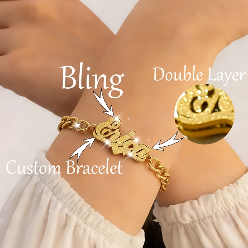 Custom Frosted Name Bracelet, Heart-shaped Couple Gift