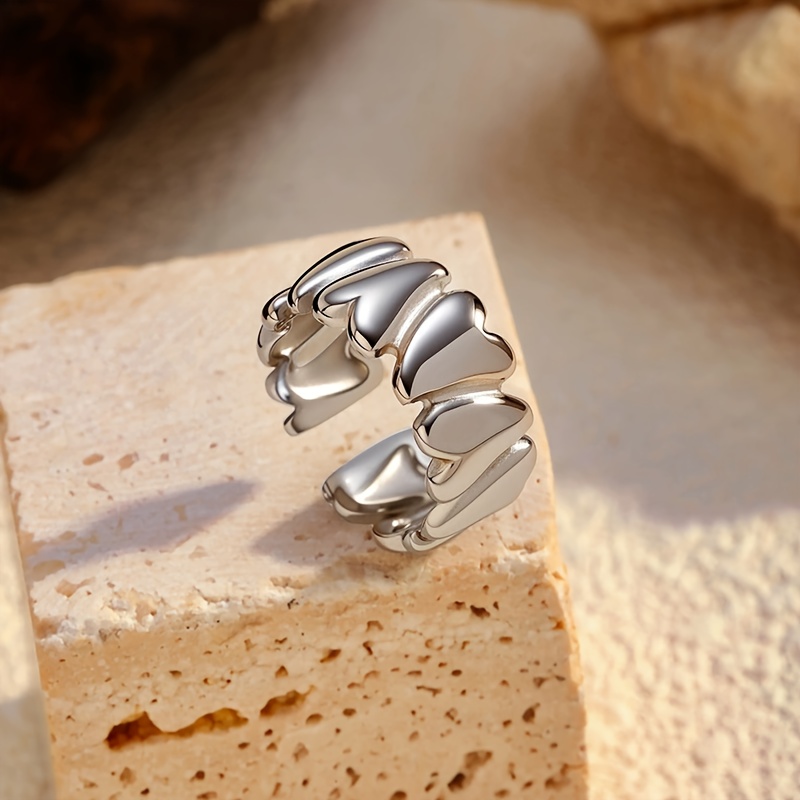 TEMU A Heart-shaped Open Adjustable Ring, Design, Simple, Elegant, Classy, , And Luxurious Women's Ring, Ladies' Jewelry, Women's Gift, 304 Stainless