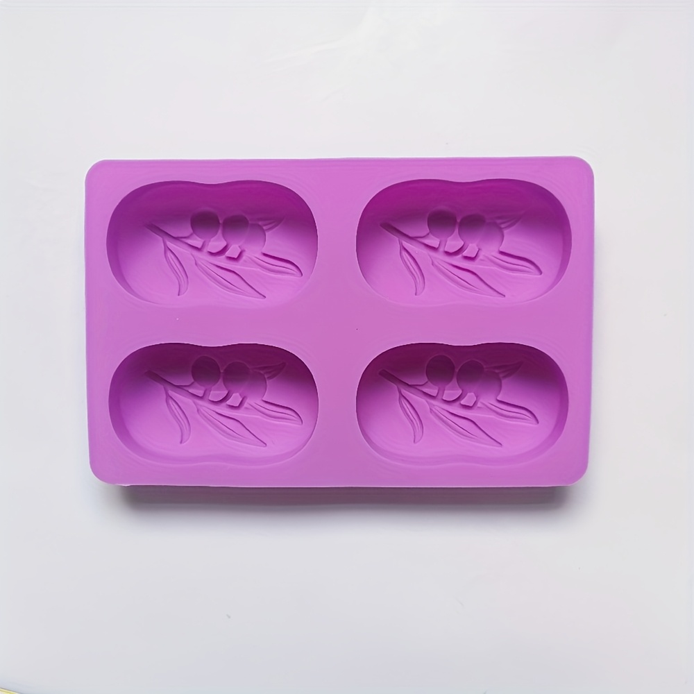 TEMU 1pc 4-cavity Silicone Oval Olive Tree Soap Mold, 3d Handmade Diy Candle And Soap Making Kit