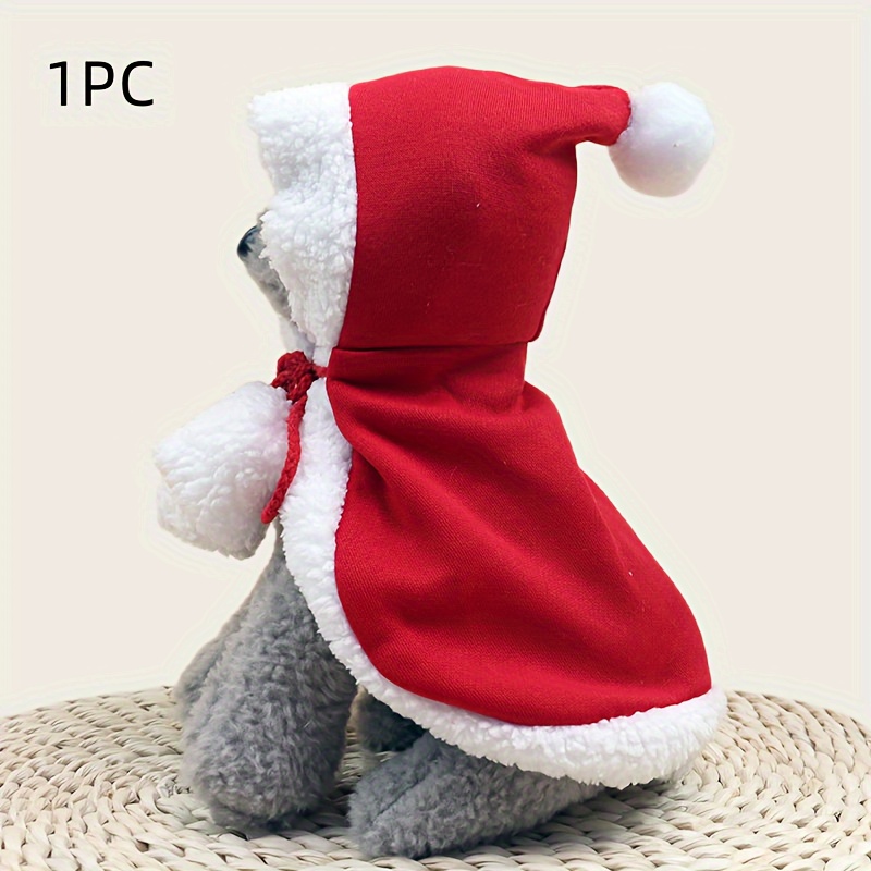 

Christmas Pet Cape - Cozy Polyester Holiday Costume For Small Dogs And Cats, Easy Pullover Design