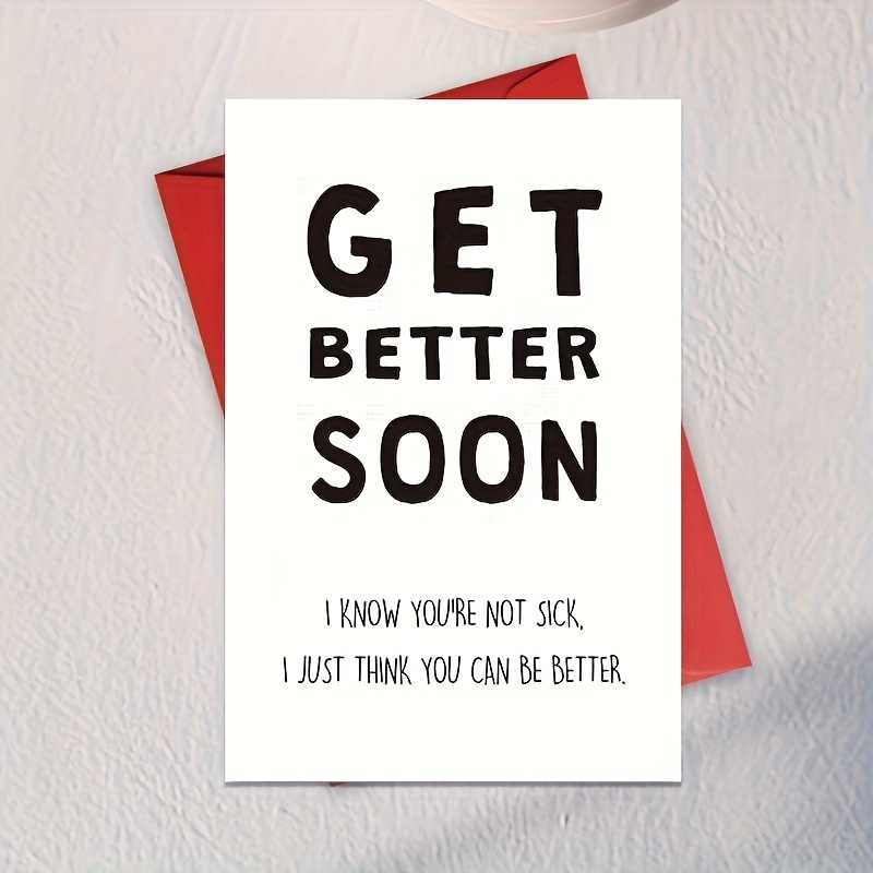 

Get Well Soon Greeting Card With Envelope - Encouraging Good Luck Wishes For Anyone - Recovery And Improvement Blessing Card For Patients