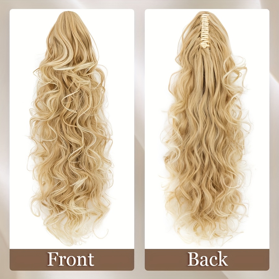claw on ponytail extensions with drawstring long thick wavy clip in hair extension 24inch 60cm ponytail curly hairpieces jaw ponytail extensions   blonde   drawstring ponytail synthetic soft hairpiece heat resistant hair pieces gift details 8