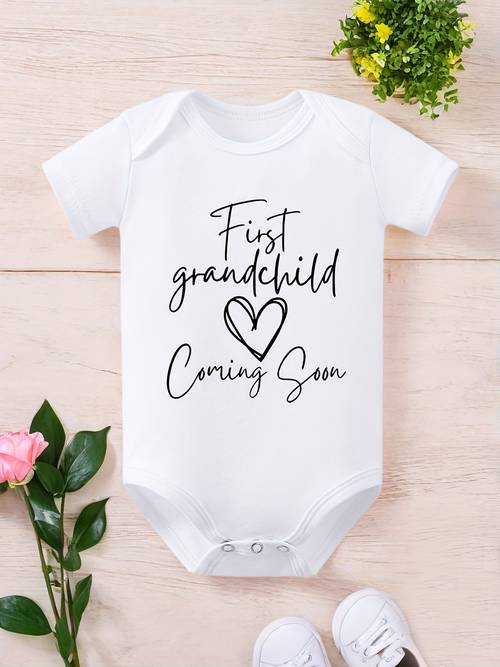 first grandchild newborn baby bodysuit newborn birth announcement letter slogan print 100 cotton comfortable childrens clothing 0 12m gift for boys and girls kids casual party t shirt childrens outerwear