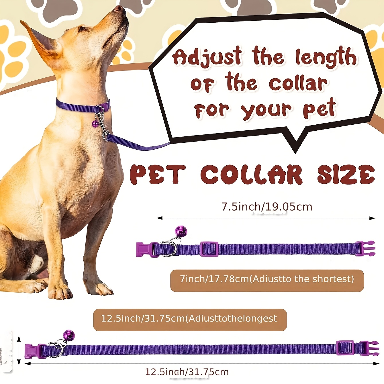 Reflective Adjustable Pet Collars, 10pcs Pack