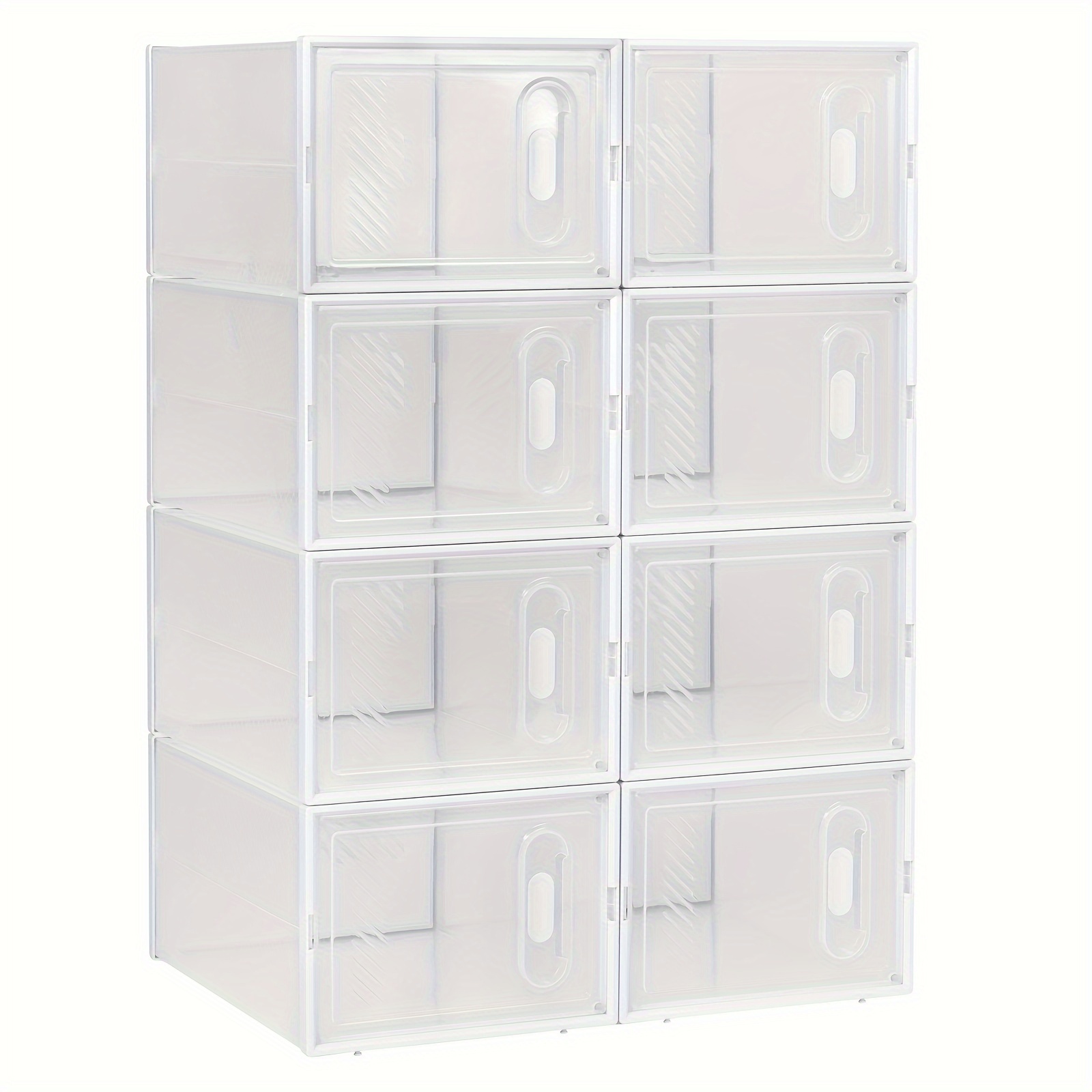 Stackable Shoe Box, Shoe Box With Magnetic Door, Plastic Box For Shoe Storage, Foldable Shoe Organiser For Size Under 42, 35x19x25 Cm