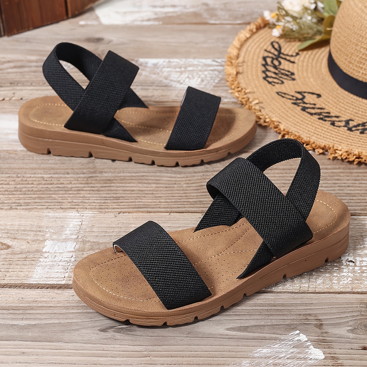 summer new thick soled cross strap sandals comfortable casual roman shoes versatile for commuting and outdoor wear fabric upper and rubber sole Product details 2