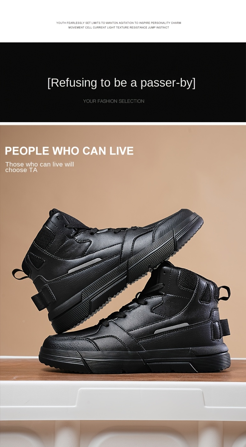 High-Top Casual Sneakers in Black & White - Breathable Fabric, Non-Slip EVA Sole, Lace-Up, Versatile for All Seasons, Sizes 5-14