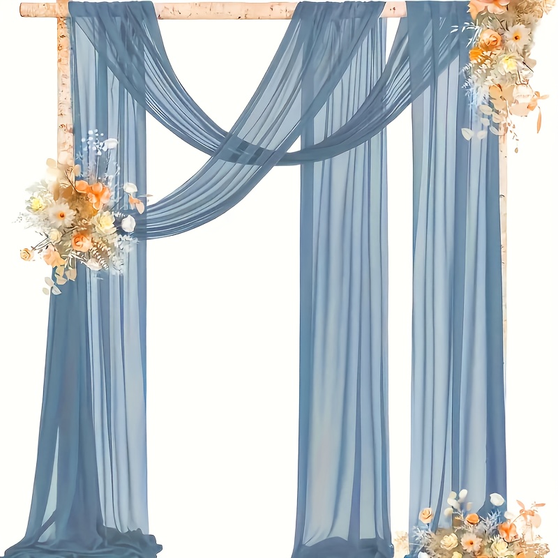 E-shop Tischläufer aus grau-blauem Schönheits-Gaze-Stoff mit Fall-Effekt, Tischdecke im Bohemian-Stil, hellblaue glänzende Chiffon-Tischdecke,