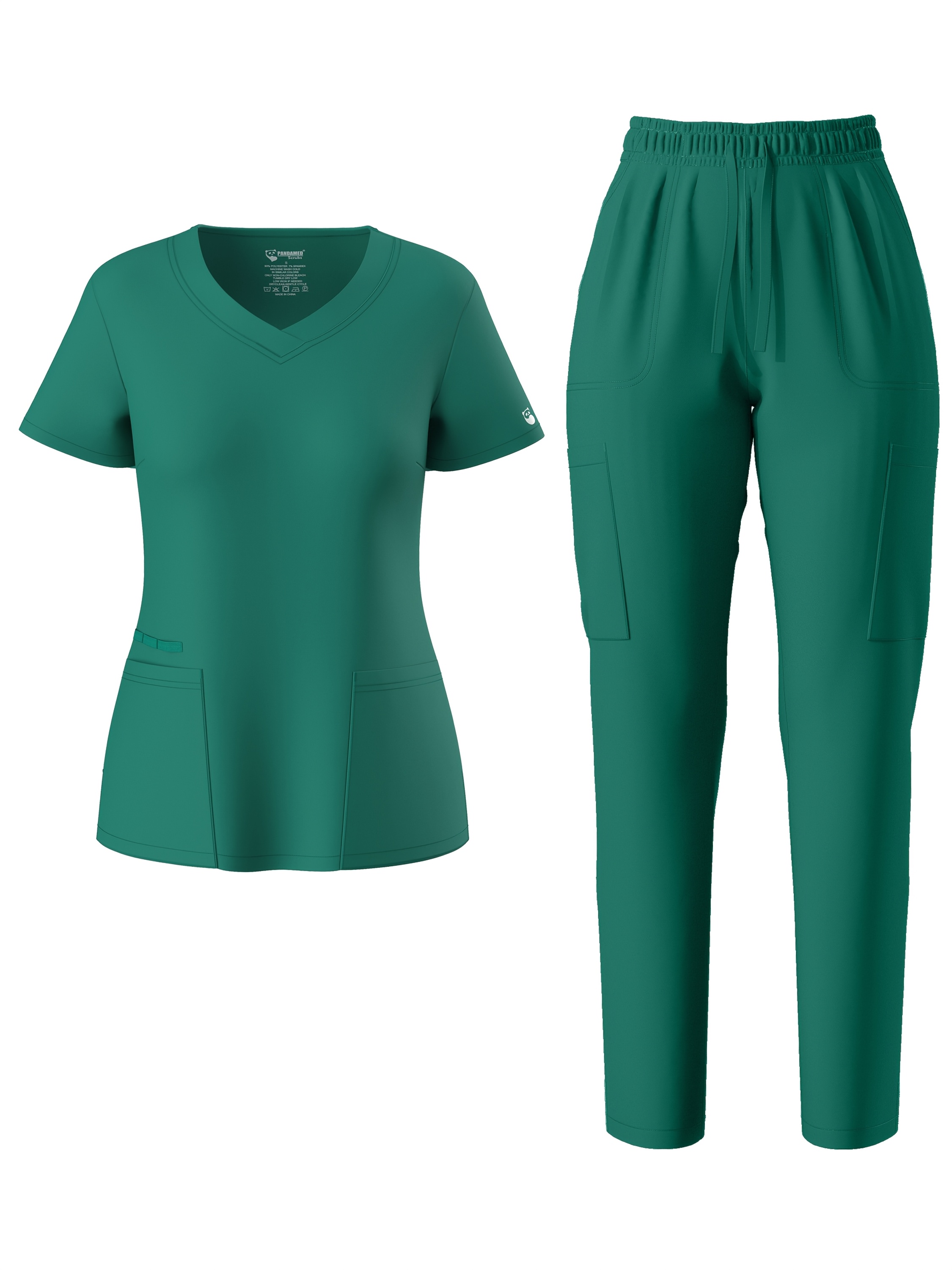 Plus Size - Plus Size - Stretch Women'S Stretch Nursing Scrubs Set - V-Neck Classic Scrubs Uniforms Top Skinny Pants JYC305.