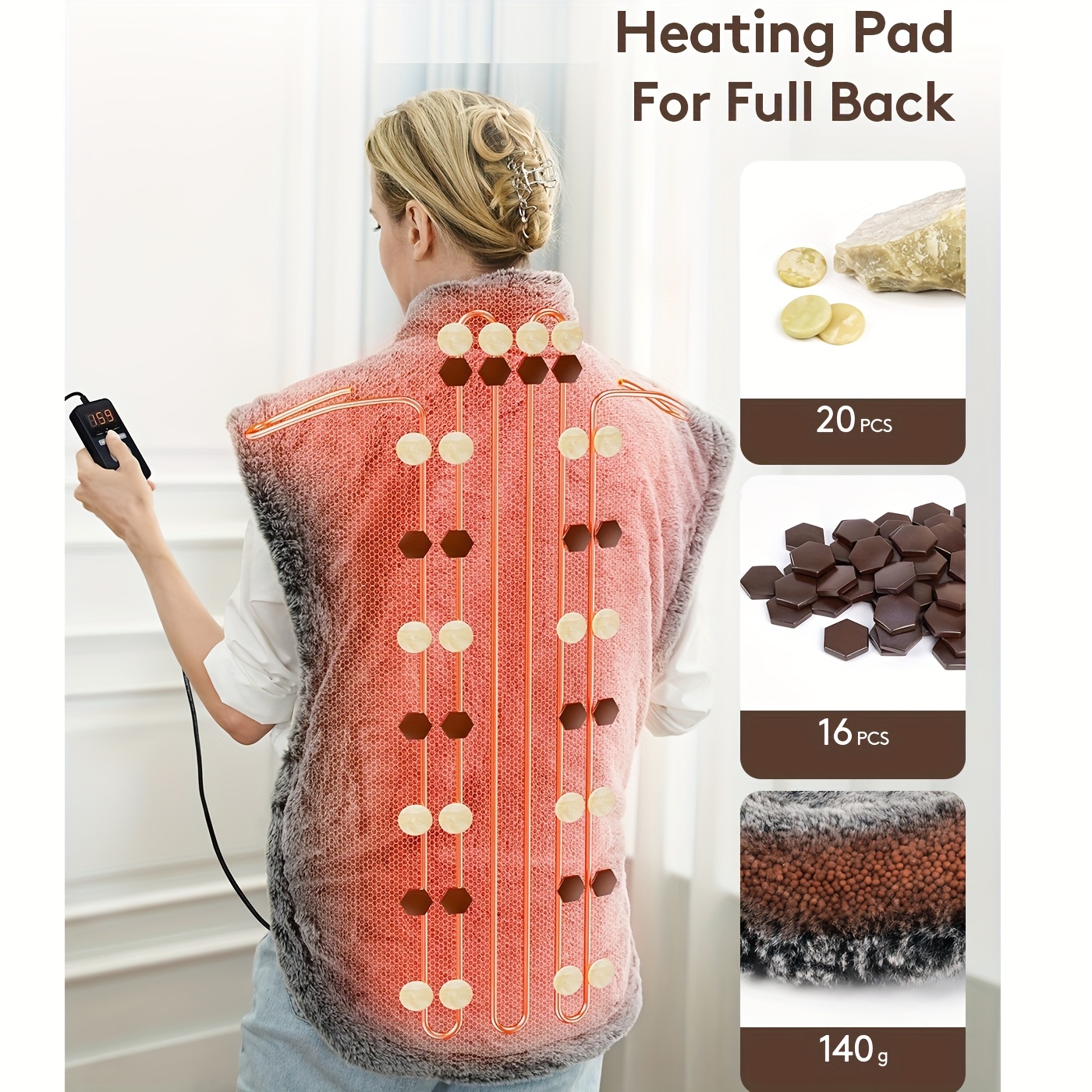 utk heating pad for neck and shoulders and back for full back adjustable time and temperature settings up to 159   5 x 24 birthday gift for women and men mom and dad Product details 0