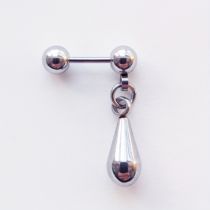 1pc Not Allergic Silvery Stainless Steel Drop Pendant Earring Dopamine Barbell Earrings Helix Piercing Ear Bone Nail