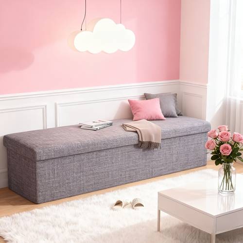 foldable storage footstool a long bench that folded for storage space saving multifunctional suitable for living room bedroom and hallway used for sitting and storage a storage bench for the end of the bed