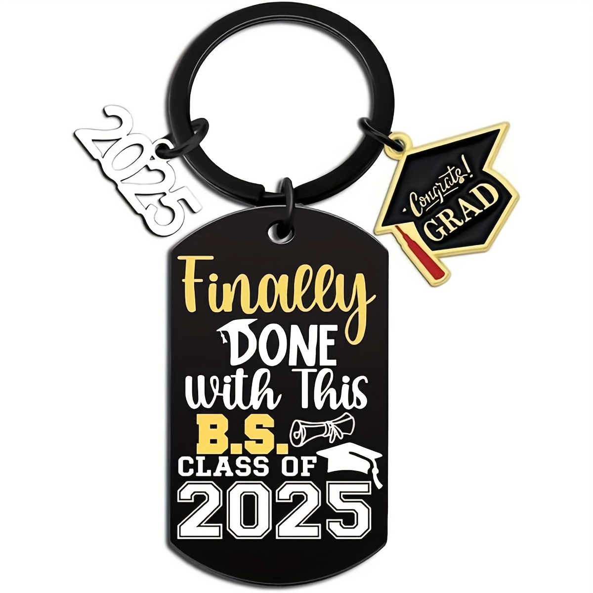 

2025 Graduation Keychain Gift, Stainless Steel Alphabet Keyring With Ring , Single Piece, Decorative Ladies Key Ring For – Congrats Grad Charm, Ideal For Daughter, Son, Women, And Men