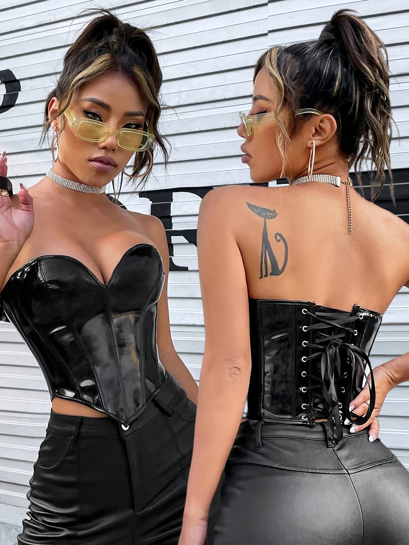 leather corset outfit