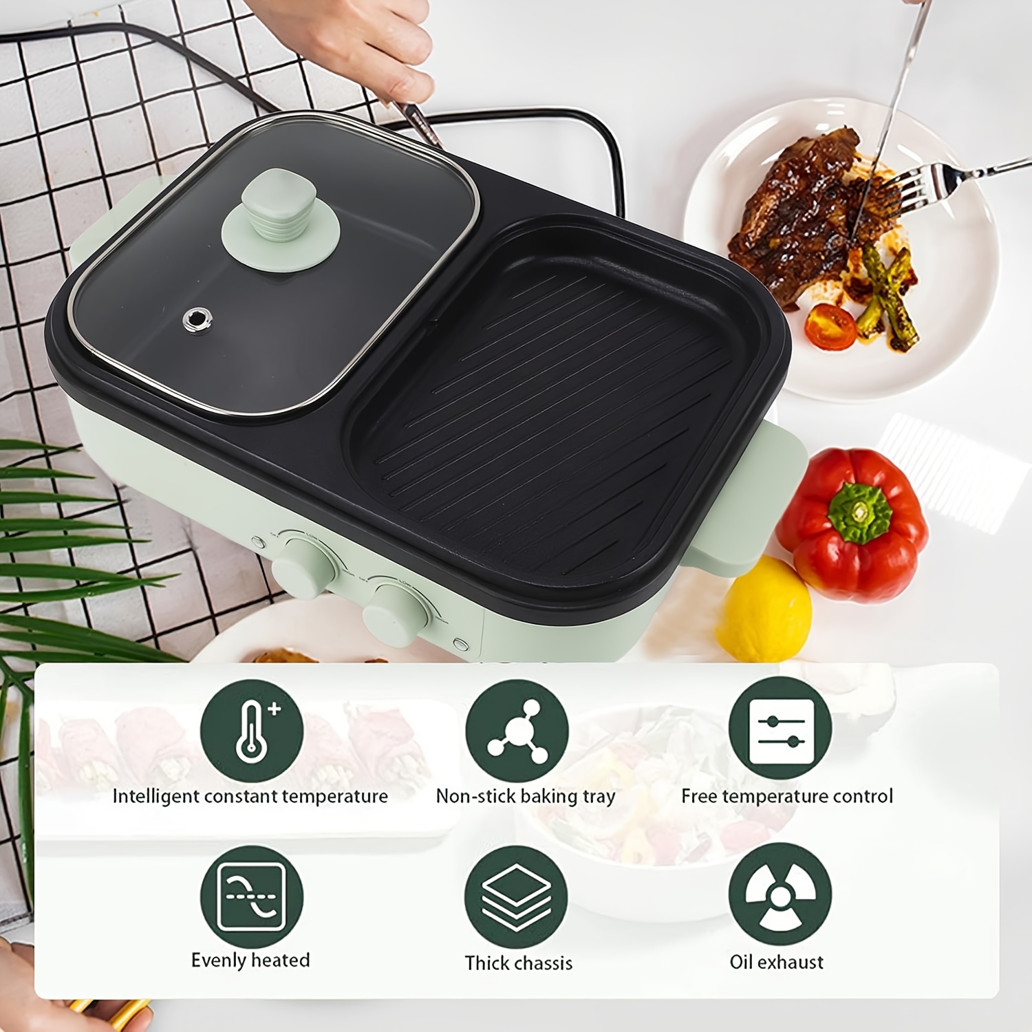 european standard 220v 2 in 1 multi functional electric bbq grill hot pot small electric hot pot for 1 3 people perfect for bbq hot pot and soup details 0