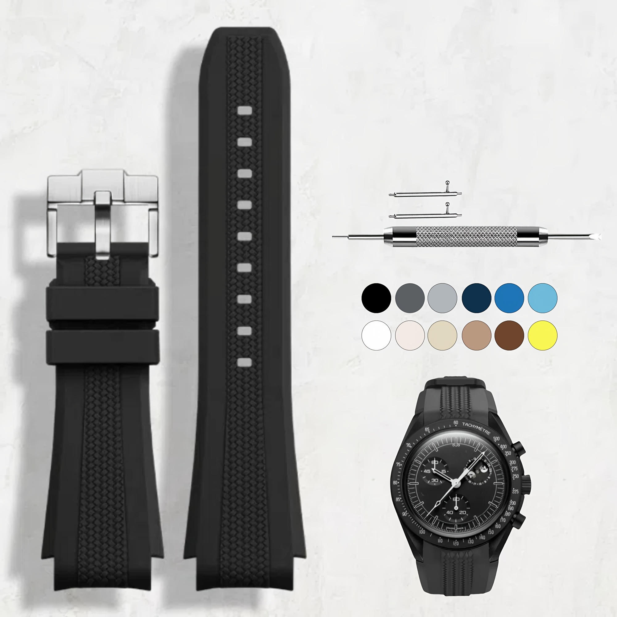 TEMU Compatible For Watch Band 20mm - Soft Waterproof Silicone Strap With , Quick-release Sporty Band For , Co-branded Accessory (ideal Gift)