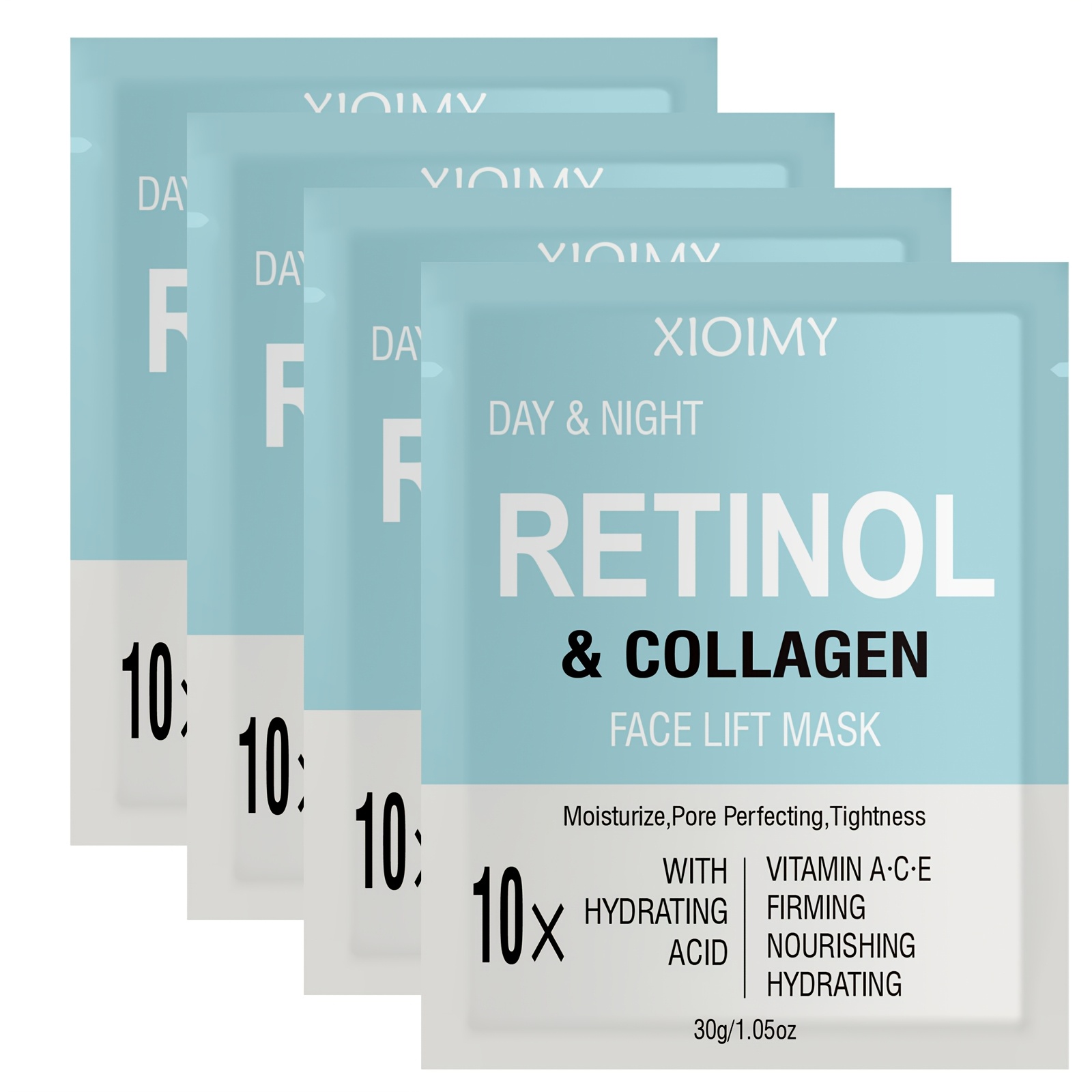 Image of 4pcs Retinol And Collagen Facial Mask, Hyaluronic Acid And Vitamins A, C, E, Moisturize, Make Facial Delicate, Smooth, , Light Beige, Provide For Skin, Facial Care, Facial Mask