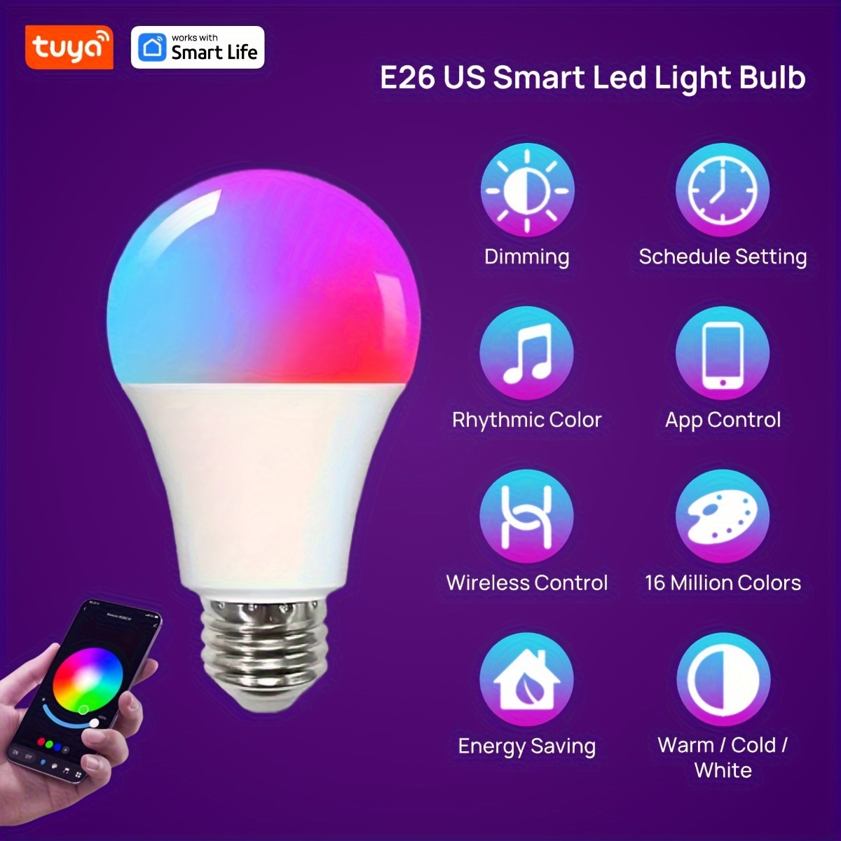 

60w E26 Led - Rgb Dimmable , App & , 2700k-6500k , No ,