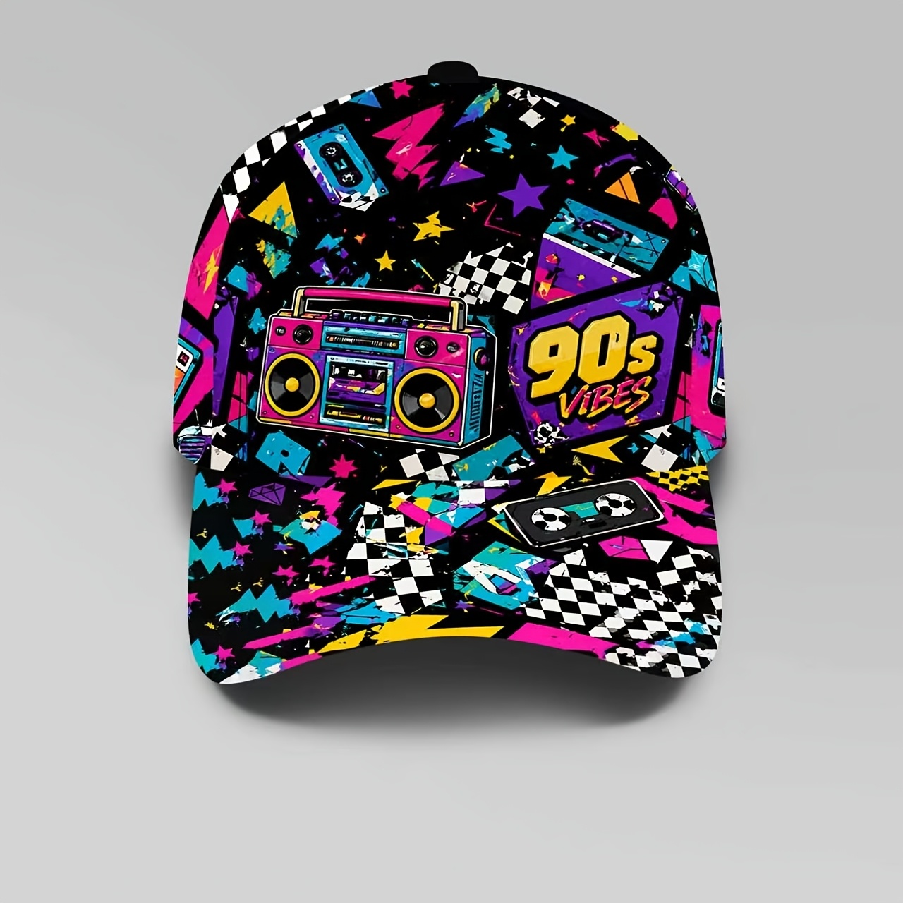 TEMU Gorra de béisbol retro de con Boombox y cinta de cassette - Sombrero de sol para exteriores con de arcade, ideal para fiestas, streetwear,