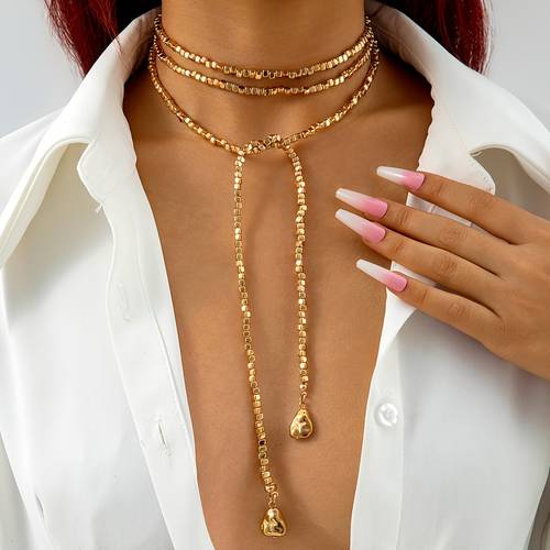 1 pieza cadena de clavícula cuadrada de moda con cuentas ccb y collar con colgante de geométrico irregular, adecuada para uso y fiestas de mujer, un regalo para
