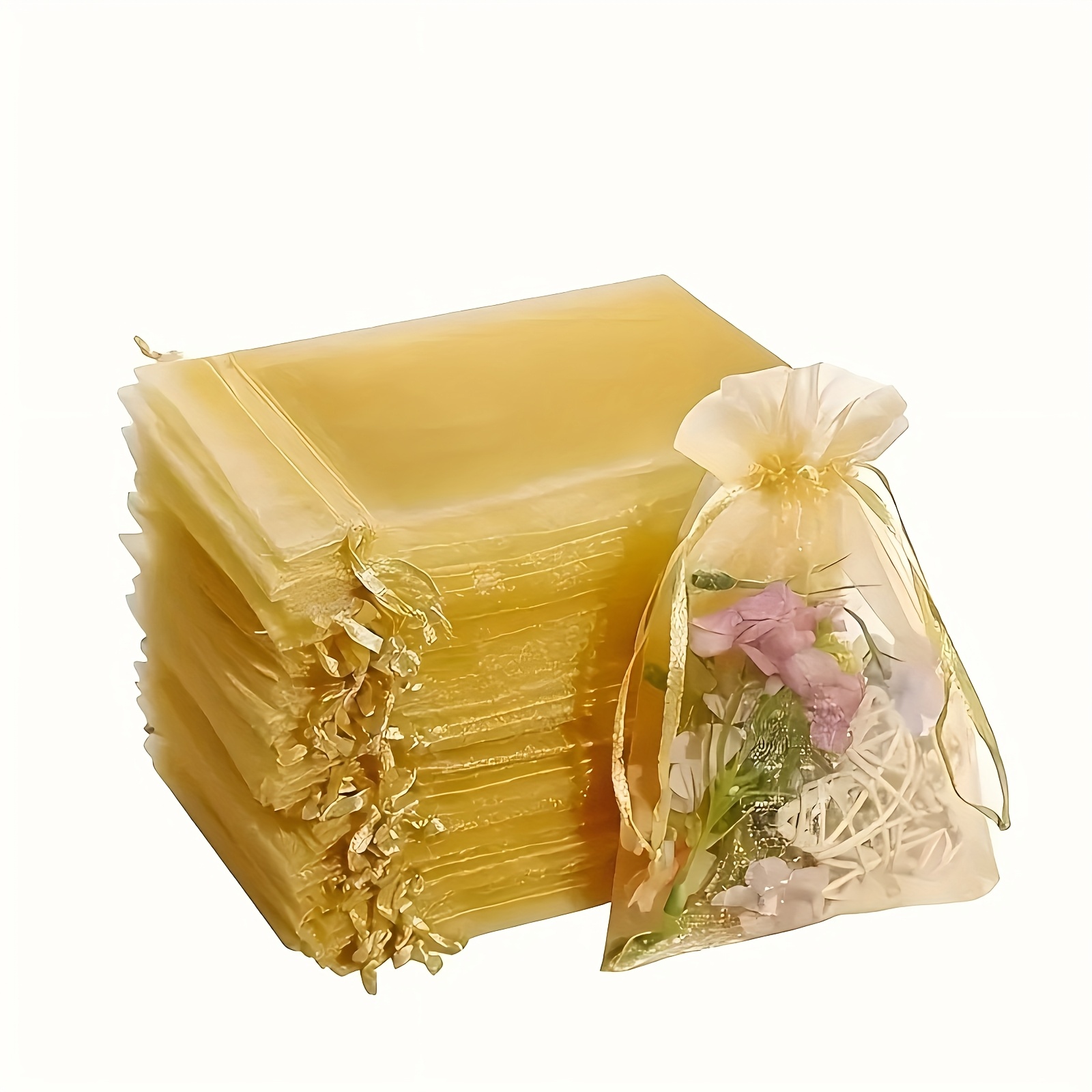 

50pcs Organza Bags With Drawstring, 15x10cm Polyurethane Sheer Pouches For Wedding, Birthday, Housewarming Gifts With