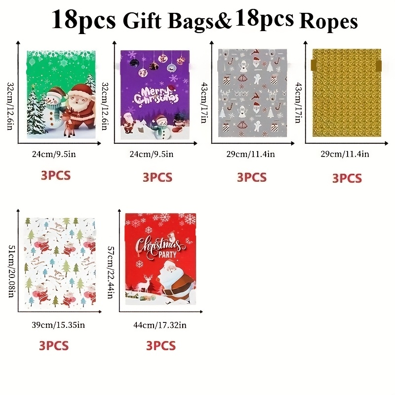 TEMU 18pcs Christmas Tree Decor Gift Bags, Santa Claus Pouches For Candy And Storage, Reusable And Convenient For Festive Present Packaging