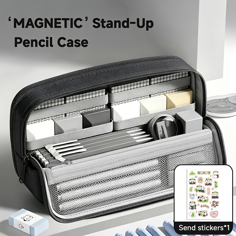 TEMU Aesthetic Men's Large Capacity Magnetic Pencil Case, Modular Stationery Box, Easy And Stylish Pencil Case, Back-to-school Essential