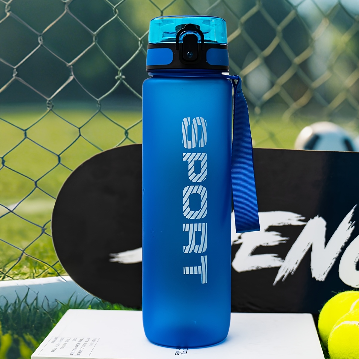 Image of 1pc 1000ml/32oz Frosted Straight Drinking Water Bottle, Leak-proof Sports Water Bottle, Portable Cup Rope, Large Capacity Suitable For Gym/outdoor/travel Use, Suitable For Holidays