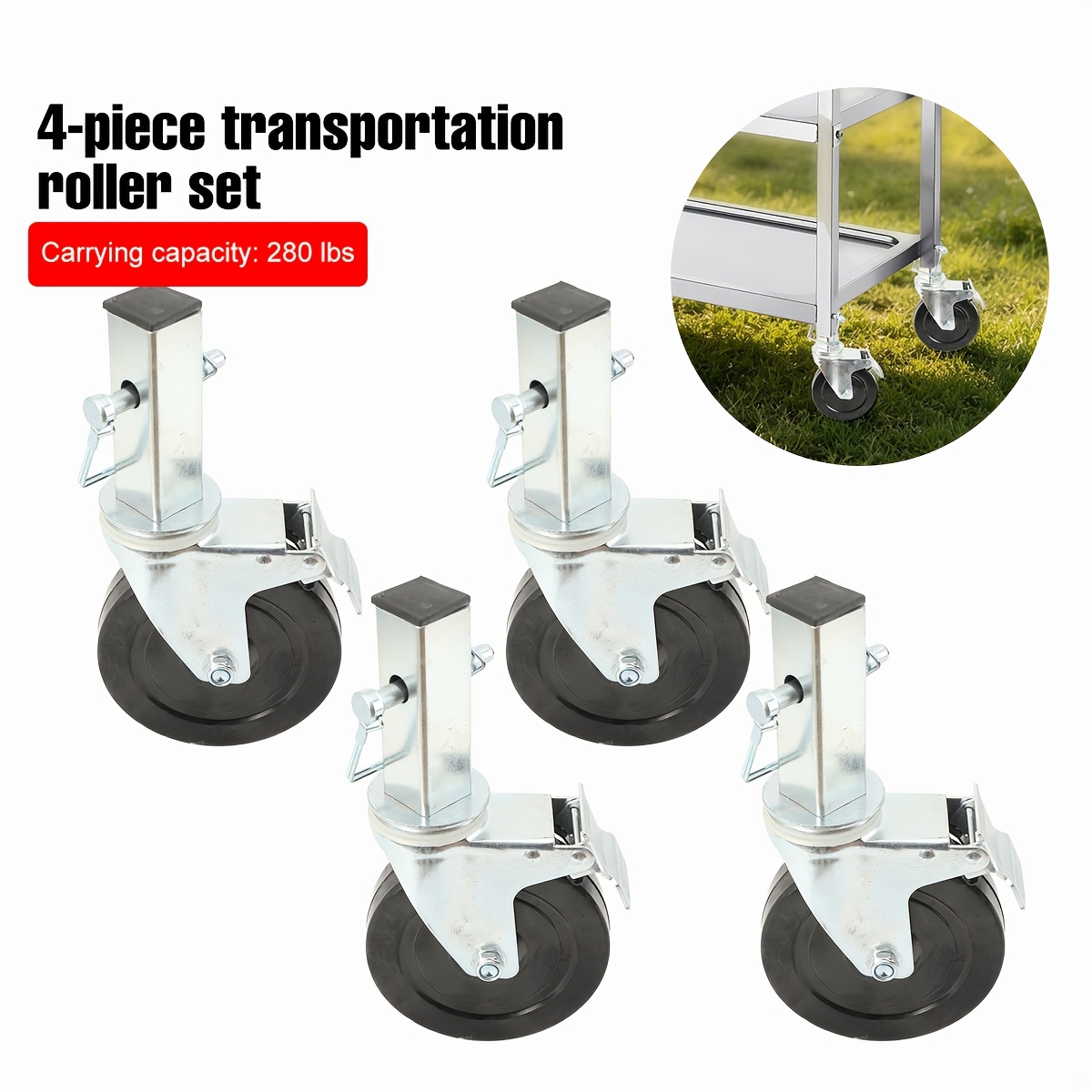 Image of Set Of 4 5'' Furniture Casters, Scaffolding Caster Set, , Scaffolding Wheels, Load Capacity 280 , Furniture Casters