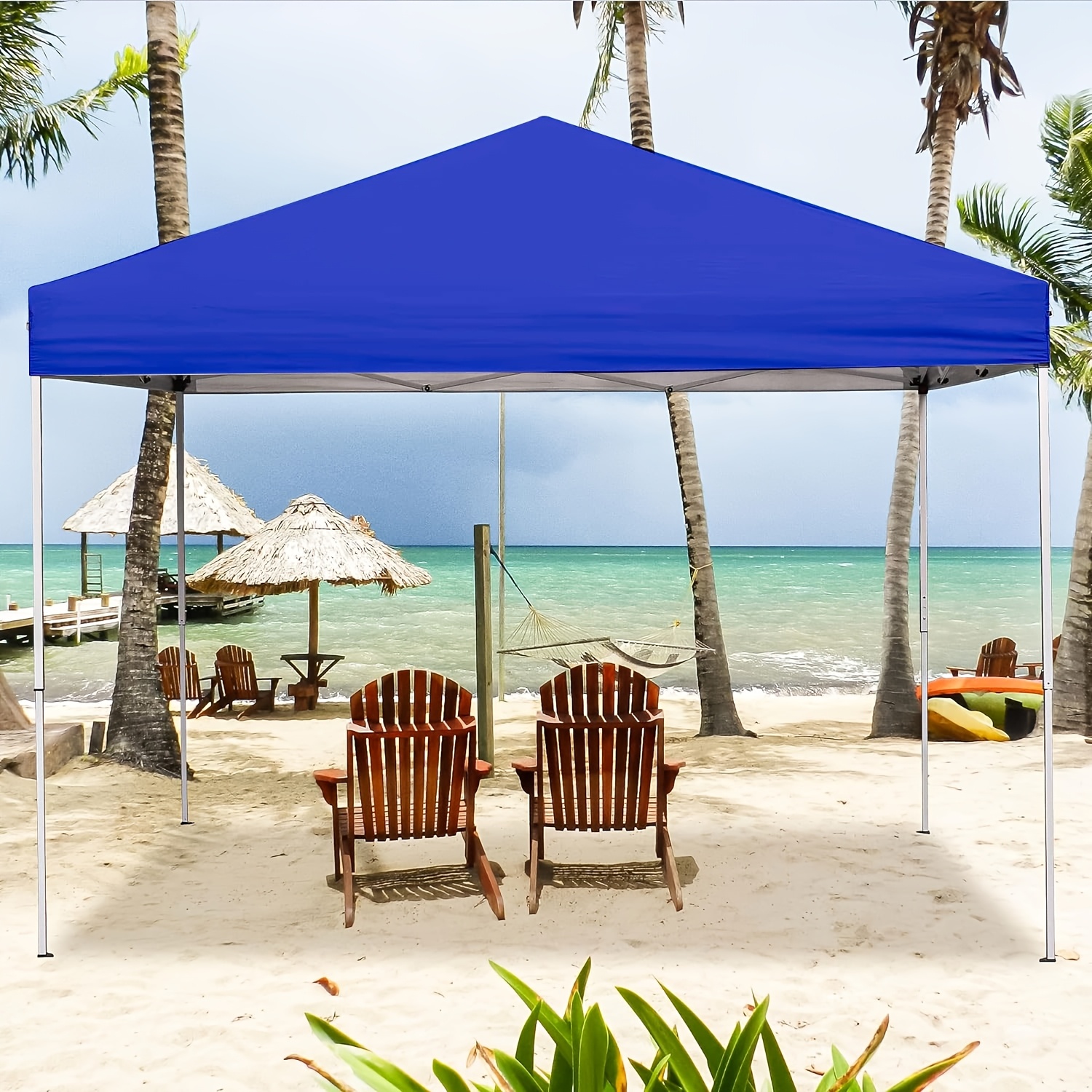 GVDV Canopy Tent, 10x10 Ft Easy Pop Up Outdoor Canopy Tent, Folding Shed, Portable Straight Leg Gazebo Instant Canopy With 4 Ropes, Outdoor Beach Sports Shelter With Carry Bag
