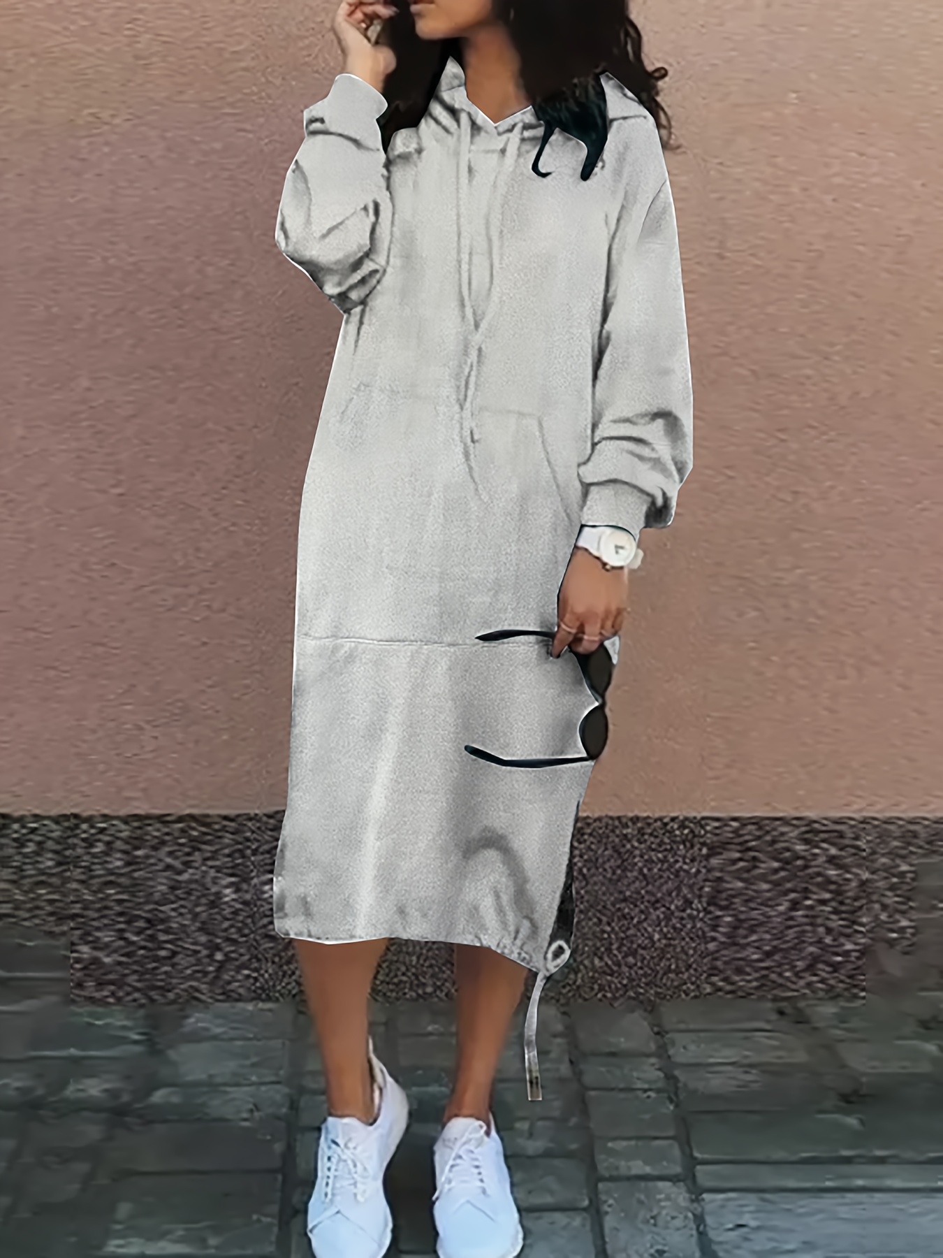 Plus Size, Long Split Sweatshirt Dress, Plus Size Fashion Sweatshirt Dress