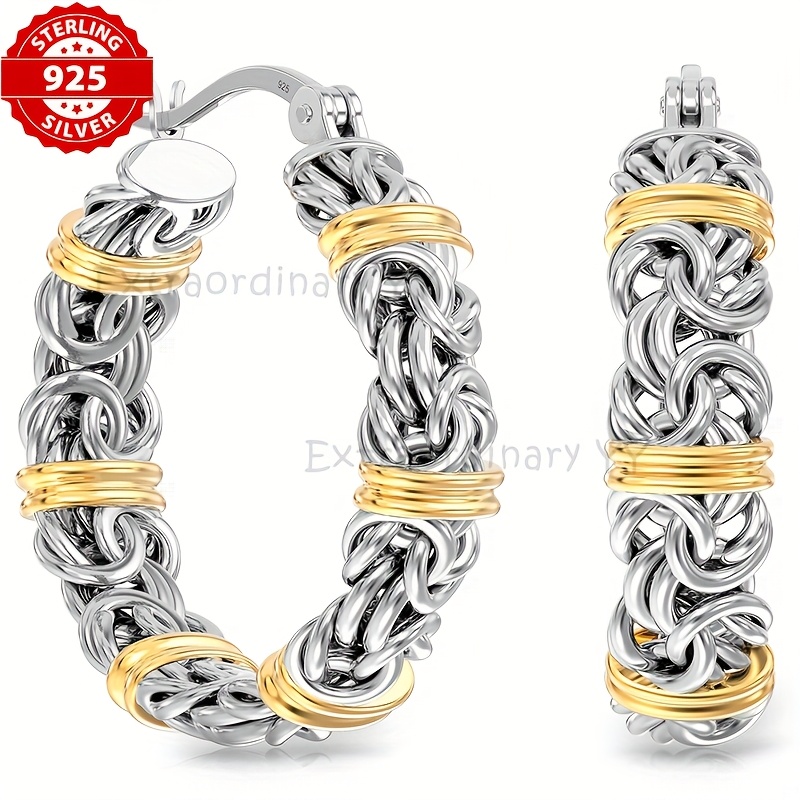 TEMU 925 Silver 18k Gold Plated 6mm Earrings, Women's Earrings, High Quality Designer Jewelry Gifts For Women, Mother's Day Gifts, Valentine's Day