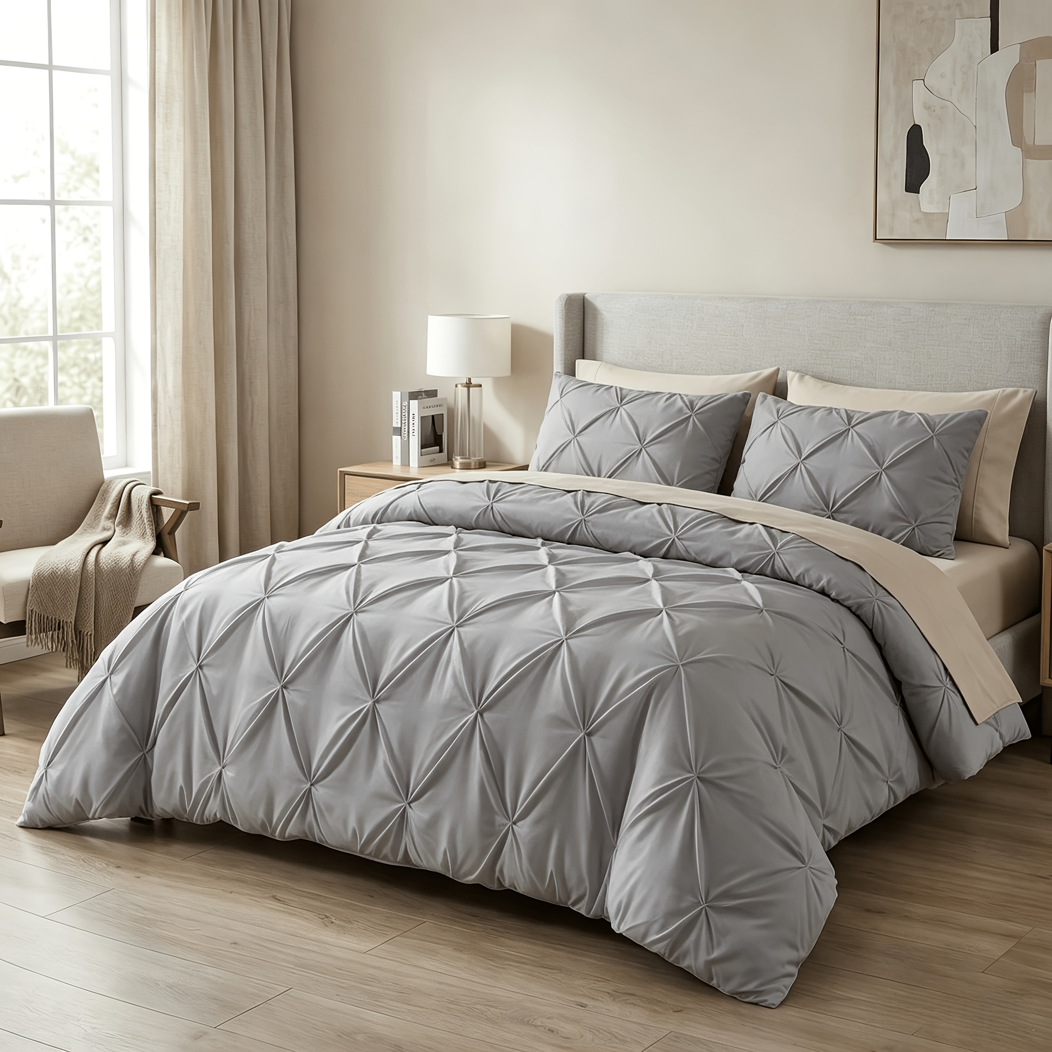 TEMU Juego de cama acolchado de 3 piezas, ropa de cama transicional y transpirable, cama y agradable , tamaños estándar de la UE, entrega local