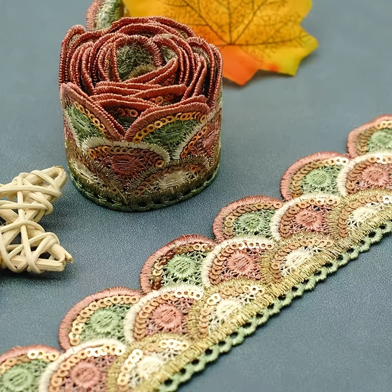 Colorful Sequined Lace Trim, 1 Yard for Fashion Additions