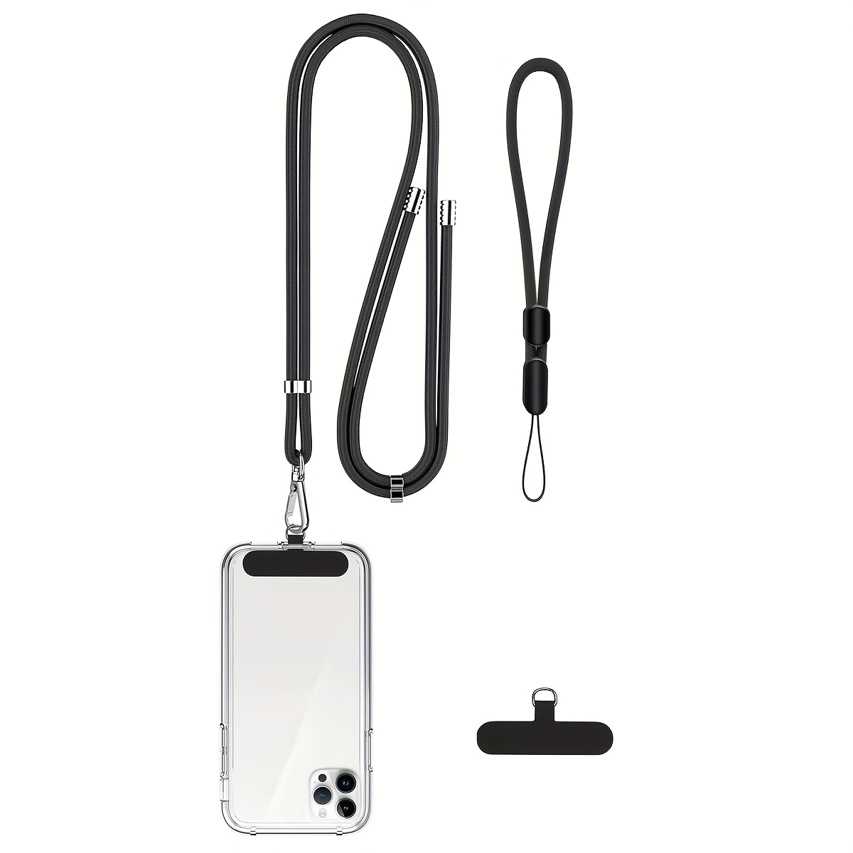 Image of 1 Pack Adjustable Cellphone Lanyard Crossbody Neck Strap And 1 Pack Phone Wrist Strap With Tether Tabs Compatible For Iphone Smartphones
