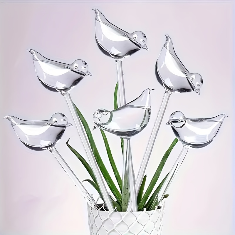 

5pcs Bird-shaped Self-watering Spikes - Transparent, Reusable Plant Watering Globes For Home Gardening & Balcony Succulents