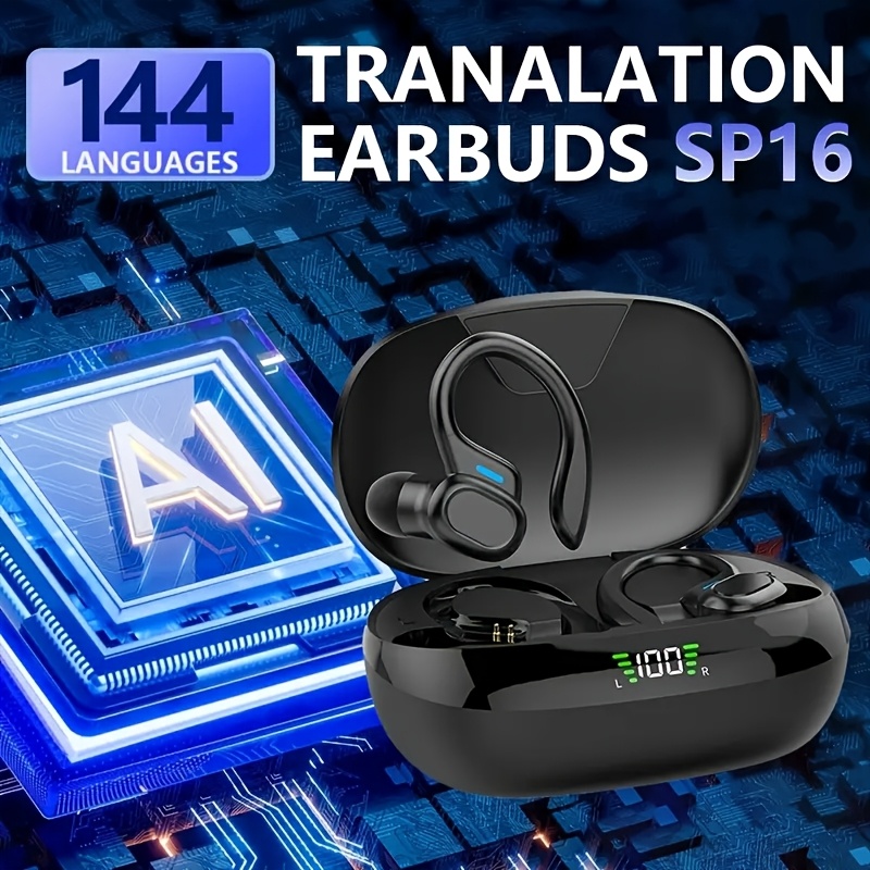 2025 AI Real-Time Translation Earbuds | 144 Languages Support, LED Power Display, Type-C Charging, Touch Control, Voice Noise Cancellation & Open Ear Design |Compatible with All Smartphones for Meetings Sports Travel Gaming - Sleek Gift-Ready Design