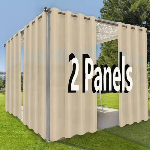 item picture 2pcs indoor outdoor curtains for patio privacy sun blocking grommet curtain panel uv resistant curtains for gazebo front porch pergola