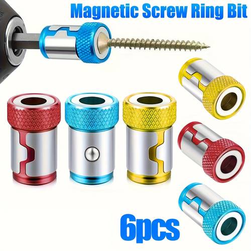6pcs universal magnetic screw ring drill bits metal screws removable hex screwdriver and electric drill 1 4 inch 6 suitable for head extra long drill bits
