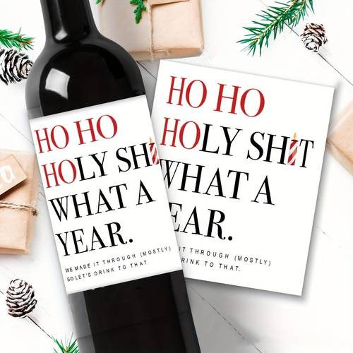 6pcs funny christmas bottle labels santa claus joke themes wine bottles decor best for christmas