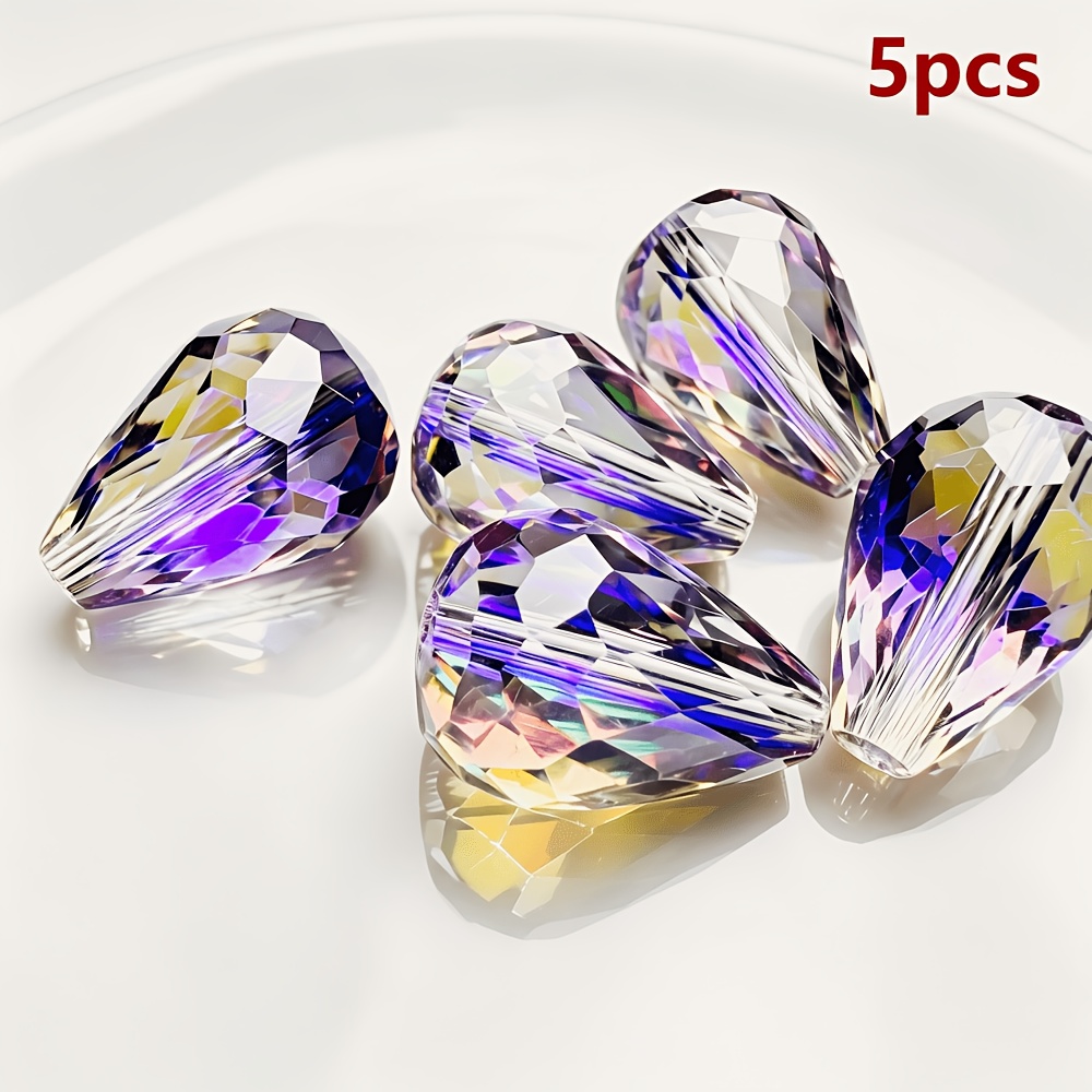 TEMU Perles en verre libres de fraise, super scintillantes et colorées, 13x18mm, à trou droit moyen, pour accessoires main, pendentifs de collier et