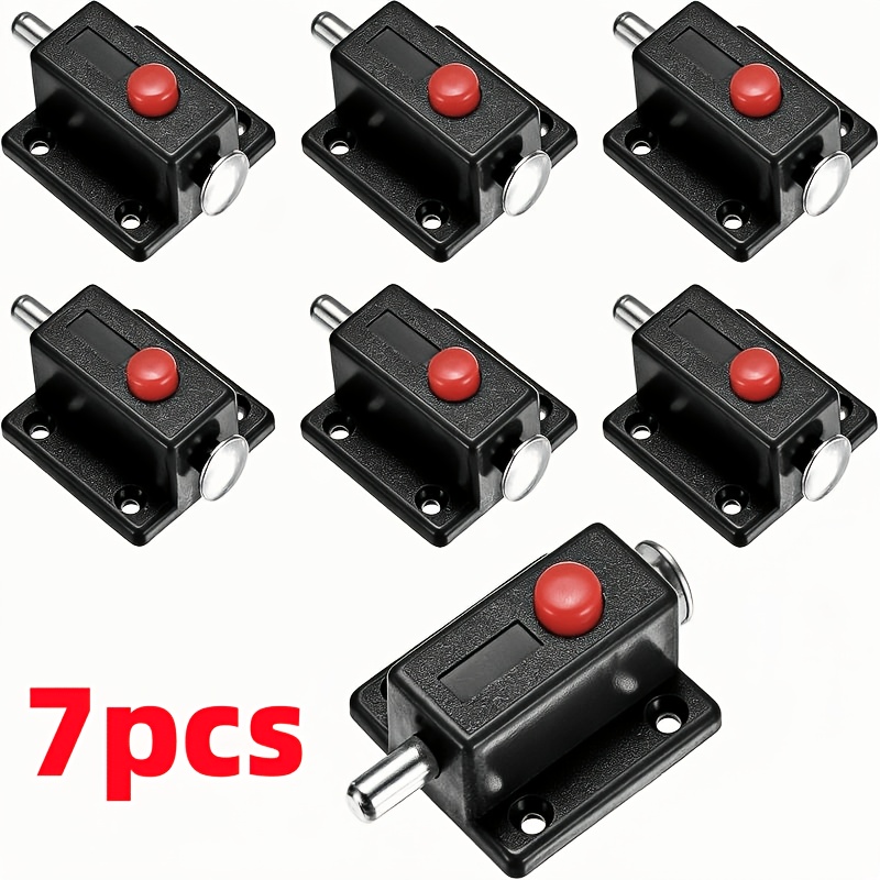 TEMU 7pcs Automatic Spring Lock, Black Push Button Furniture Latch Lock, Safety Catch Fit Cupboard, Drawer, Closet, Window, Household Furniture